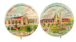 "LOUISIANA PURCHASE EXPOSITION, ST. LOUIS, 1904" GROUP OF FIVE CHOICE COLOR BUILDING BUTTONS.