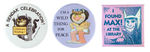 MAURICE SENDAK BUTTONS PROMOTING "PEACE" AND READING PICTURING WILD THING AND MAX.