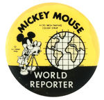 "MICKEY MOUSE WORLD REPORTER" SCARCE VICKS COUGH SYRUP PREMIUM BUTTON.