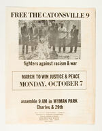 BALTIMORE FREE PRESS WITH CATONSVILLE 9 DOUBLE-PAGE POSTER PLUS PROTEST MARCH FLIER.