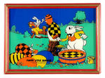 "FUNNY LITTLE BUNNIES" RELIANCE ART GLASS FRAMED PICTURE.