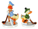 DONALD DUCK AND NEPHEW AS HOCKEY PLAYERS GOEBEL FIGURINES.