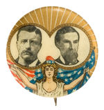 THEODORE ROOSEVELT  AND COATTAIL CANDIDATE JUGATE WITH MISS LIBERTY.