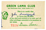 "GREEN LAMA" COMIC BOOK & CLUB CARD.