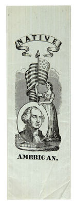 RARE "NATIVE AMERICAN" 1844 RIBBON UNLISTED IN SULLIVAN/FISCHER.