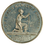CLASSIC SLOGAN ANTI-SLAVERY 1834 BRITISH MEDAL PRODUCED FOR THE AMERICAN MARKET.