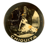 "CHIQUITA" BLACK AND WHITE REAL PHOTO BUTTON FROM HAKE COLLECTION.