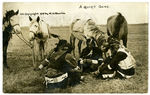 FOUR INDIAN CHIEFS ENJOY “A QUIET GAME” 1909 REAL PHOTO POST CARD FROM 101 RANCH.