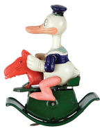 DONALD DUCK ON ROCKING HORSE RARE WIND-UP.