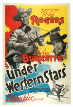 ROY ROGERS "UNDER WESTERN STARS" SIGNED FIRST STARRING ROLE MOVIE POSTER.