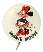 "MINNIE MOUSE" BUTTON FROM "DONALD DUCK PEANUT BUTTER" 1950s SET.