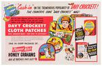 "DAVY CROCKETT" PREMIUM CLOTH PATCHES PROMO FOLDER AND SHELF SIGN.