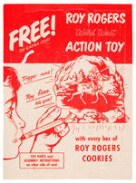 "ROY ROGERS COOKIES WILD WEST ACTION TOY" STORE SIGN AND PREMIUM PUNCHOUT CARD.