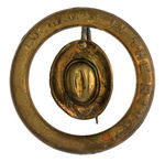 TR 1912 RARE FIGURAL BRASS BADGE "MY HAT'S IN THE RING."