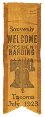 HARDING 1923 TACOMA, WASH. VISIT RIBBONS LOT.