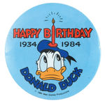 DONALD DUCK'S 50TH BIRTHDAY BUTTON FROM HAKE COLLECTION AND CPB.