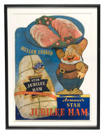 "ARMOUR'S STAR JUBILEE HAM" STORE SIGN FEATURING HAPPY FROM SNOW WHITE.