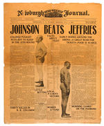 “JOHNSON BEATS JEFFRIES” 1910 NEWSPAPER FRONT PAGE/REMOTE BROADCAST COUPON.