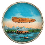 EARLY DEXTERITY PUZZLE DEPICTS HUGE AIRSHIP ABOVE ITS HANGAR.