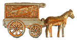 "CRACKER JACK" HORSE DRAWN DELIVERY WAGON EARLY VERSION IN WHITE METAL RATHER THAN TIN.