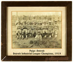 “PAIGE-DETROIT INDUSTRIAL LEAGUE CHAMPIONS, 1919” VINTAGE FRAMED PHOTO.