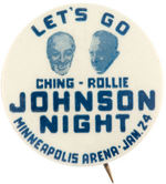 "JOHNSON NIGHT" FEATURING FAMOUS HOCKEY PLAYER CHING AND SPORTSCASTER ROLLIE.