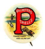 "USE PETERS SHELLS" WITH RUNNING RABBIT SCENE.