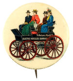 "THE MONTGOMERY WARD ELECTRIC HORSELESS CARRIAGE" BUTTON WITH BACKPAPER FROM 1898.