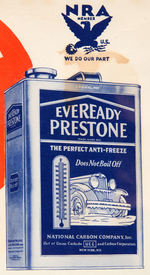 ADMIRAL RICHARD BYRD “ANTARCTIC EXPEDITION II” EVEREADY PRESTONE ANTI-FREEZE GAS STATION SIGN.