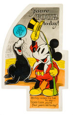 “MICKEY MOUSE/SNOW WHITE” HIGH QUALITY GROUP OF SEVEN DIE-CUT BIRTHDAY CARDS.