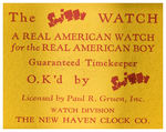 “SMITTY” BOXED 1935 NEW HAVEN WRIST WATCH.