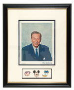 WALT DISNEY FRAMED FAN CARD & PIN SET LIMITED EDITION.