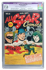 "ALL STAR COMICS" #6 SEP. 1941 CGC 7.0 RESTORED OFF-WHITE TO WHITE PAGES.