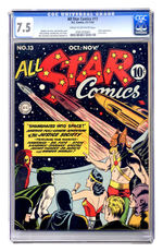 ALL STAR COMICS #13 OCTOBER NOVEMBER 1942 CGC 7.5 CREAM TO OFF-WHITE PAGES.