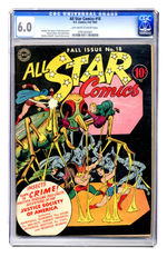 ALL STAR COMICS #18 FALL 1943 CGC 6.0 OFF-WHITE TO WHITE PAGES.