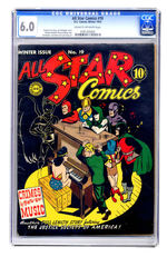 ALL STAR COMICS #19 WINTER 1943 CGC 6.0 CREAM TO OFF-WHITE PAGES.