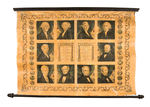 "THE PRESIDENTS OF THE UNITED STATES" 1843 PAPER ON CANVAS WALL DISPLAY.