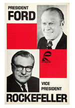 RARE JUGATE WINDOW CARD OF PRESIDENT FORD/VICE PRESIDENT ROCKEFELLER.