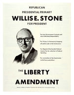 RARE POSTER FOR WILLIS STONE AUTHOR OF LIBERTY AMENDMENT AND FORERUNNER TO LIBERTARIAN PARTY.