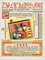 “TOM MIX ADVENTURE STORIES CHEWING GUM” WRAPPER DEPUTY RING PREMIUM OFFER.