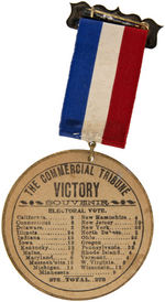 McKINLEY AND HOBART RARE BRASS SHELL INAUGURAL RIBBON BADGE.