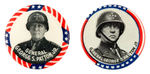 "GENERAL GEORGE S. PATTON, JR." SCARCE PORTRAIT BUTTON PAIR.