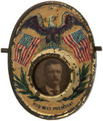 McKINLEY AND ROOSEVELT RARE LARGE 1900 MECHANICAL BADGE.