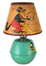 MICKEY MOUSE LAMP WITH RARE THREE LITTLE PIGS AND BIG BAD WOLF SHADE.