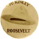 RARE "McKINLEY/ROOSEVELT" REAL PHOTO BUTTON SHOWING A ROUGH RIDER HAT.