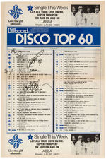 ABBA BAND-SIGNED "BILLBOARD DISCO TOP 60" CHART PAGE.