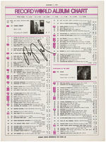 BILLY JOEL SIGNED "RECORD WORLD ALBUM CHART" PAGE.