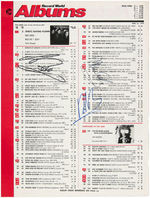 BEE GEES BAND-SIGNED "RECORD WORLD ALBUMS" PAGE.