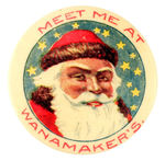 "MEET ME AT WANAMAKERS" RARE SANTA AGAINST YELLOW STAR BKG.