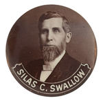 OUTSTANDING SEPIA REAL PHOTO BUTTON FOR 1904 PROHIBITION CANDIDATE “SILAS C. SWALLOW.”